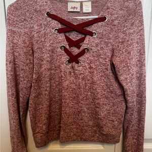 Daytrip Lace-Up Maroon Sweater